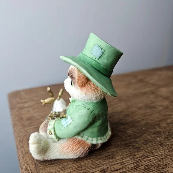 Enesco Calico Kitten Fishin For Good Luck 1996 Priscilla Hillman Figurine 204021 - Picture 2 of 6